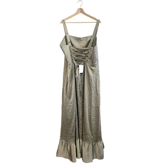 Show Me Your Mumu Clarissa Corset Dress in Moss Green Luxe Satin XXL NWT - Picture 4 of 7